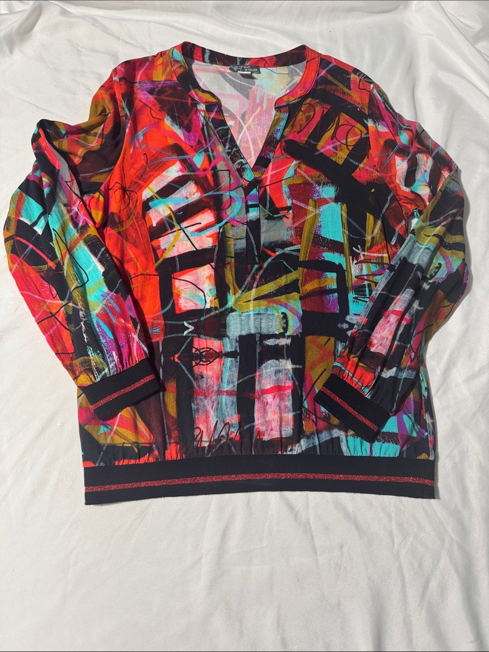 Simply Art by Dolcezza Abstract Art Print Pullover Top S Multicolor Artistic
